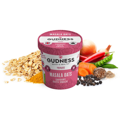 Gudness Masala Oats  - Vegan savoury snack ( x 8 Pots)